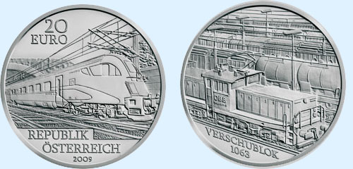 Autriche 20 euro , le train du futur